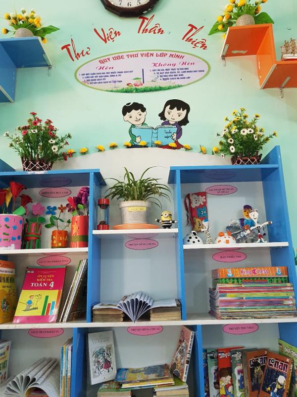 trang trí phòng học mầm non từ góc thư viện