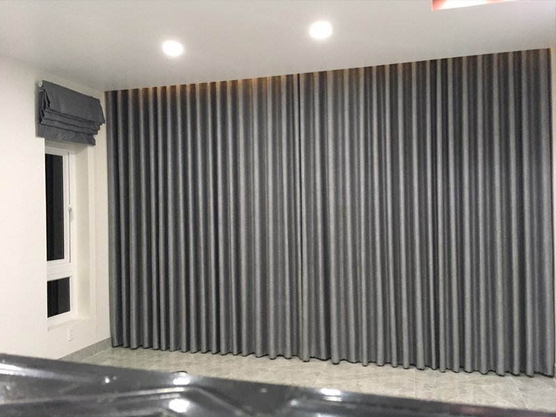 phông rèm hội trường đẹp màu xám