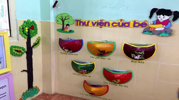 trang trí phòng học mầm non từ góc thư viện