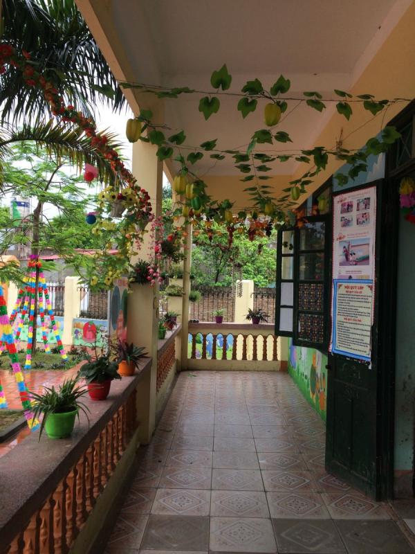 trang trí phòng học mầm non chậu cây